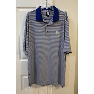 FootJoy FJ Men's Golf Polo Short Sleeve Sz XXL Blue And White Striped Small Spot